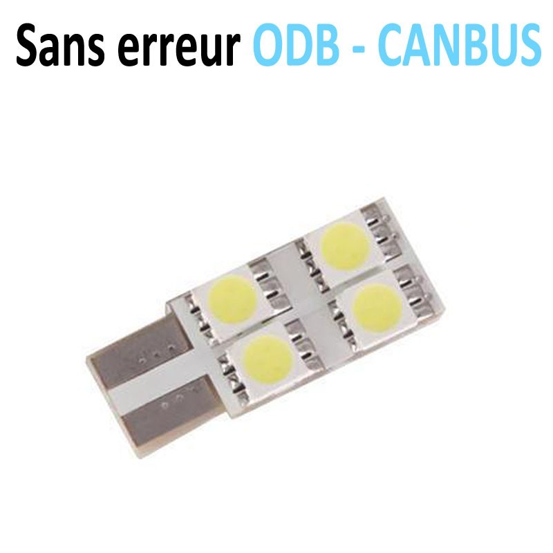 Ampoule led T10 W5W - (4SMD-FACE) - Anti courant résiduel