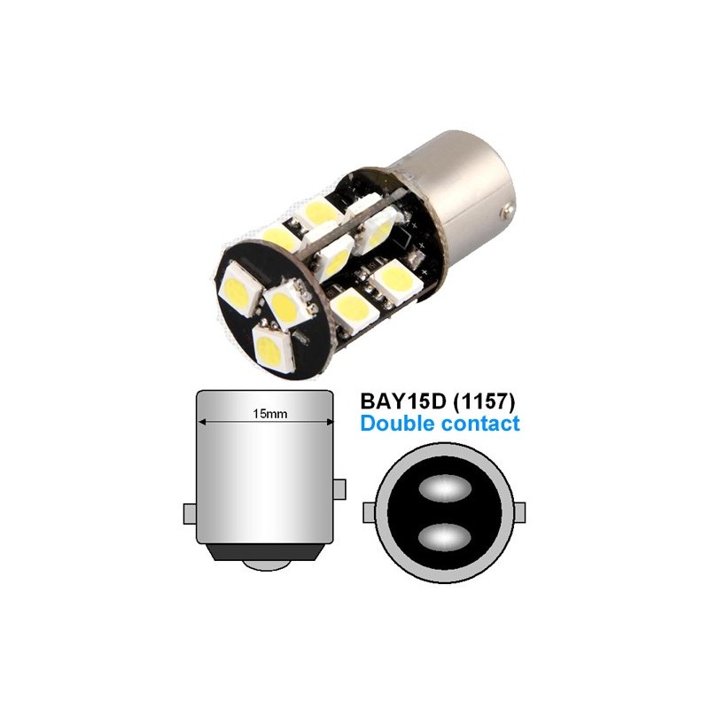 LED P21/5W Bay15d - (19SMD-360) - Anti Erreur ODB - Blanc