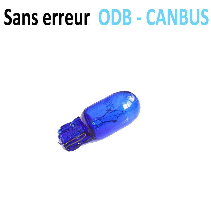 Ampoule Led T10 - culot W5W - 5 leds smd 5050 - Bleu