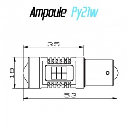 Ampoule Led PY21W Bau15s - ORANGE (21-SMD-3535)