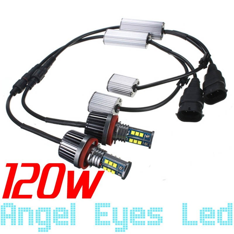 Ampoules LED anneaux H8 LUXE V6 120W angel eyes BMW pour BMW serie 1 E87 