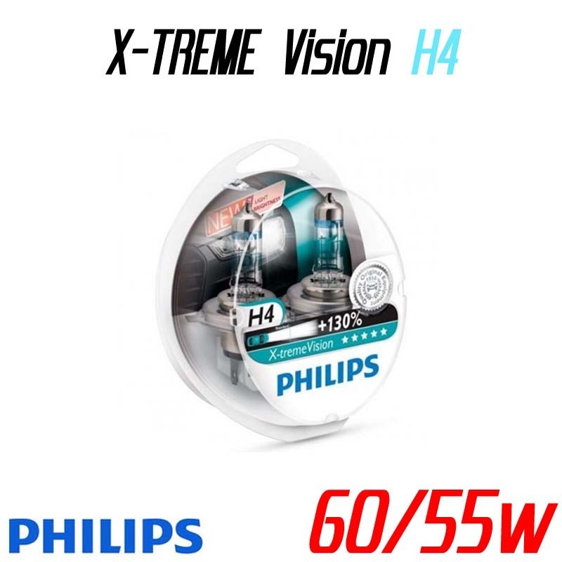 Pack duo Philips X-TREME H4 12V 60/55W +130%