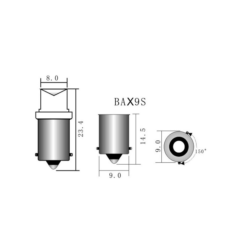 LED  BAX9s - (5SMD-3D) CANBUS -  Blanc