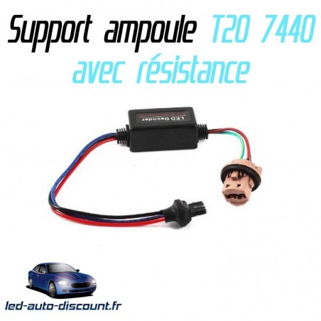Support ampoule T20 7440 W21W + résistance anti erreur ODB