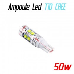 Ampoule Led T10 W5W - 50W  (CREE XBD 5SMD)