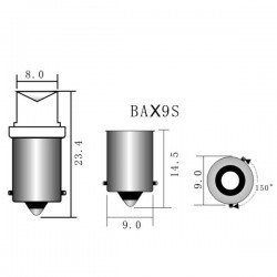 LED  BAX9s - (5SMD-3D) CANBUS -  Blanc