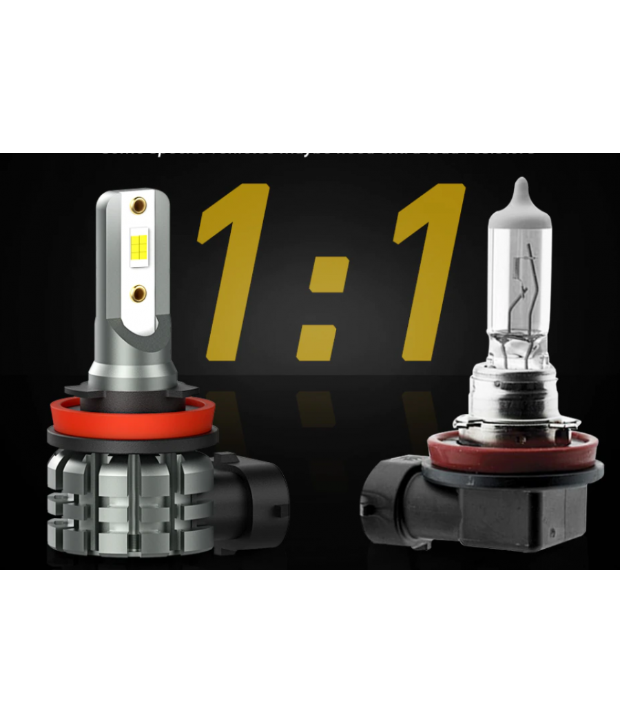 Pack ampoules led H8 H11 H16 6000k 2000lm