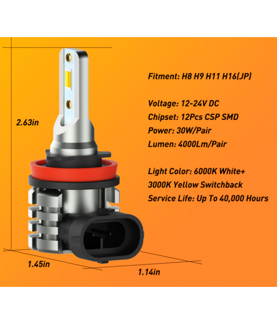 Ampoule H8 2000lm antibrouillard