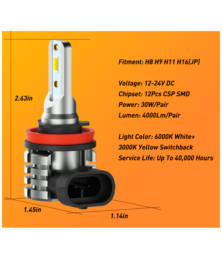 Ampoule H8 2000lm antibrouillard