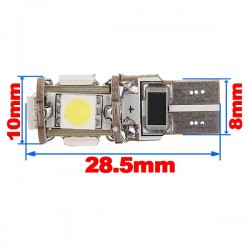 LED T10 W5W - (5SMD) - Anti Erreur ODB - Blanc