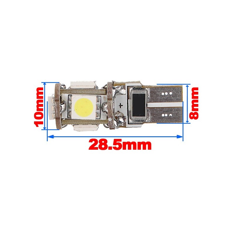 LED T10 W5W - (5SMD) - Anti Erreur ODB - Blanc