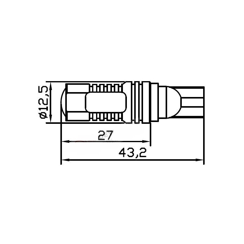 Ampoule Led T10 W5W - 25W  (CREE XBD 5SMD)  - Blanc Xenon